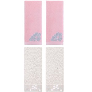 REGALWOVEN 4 Pcs 100% Cotton Floral Embroidered Soft Absorbent Decorative Hand Towel - 1 of 4