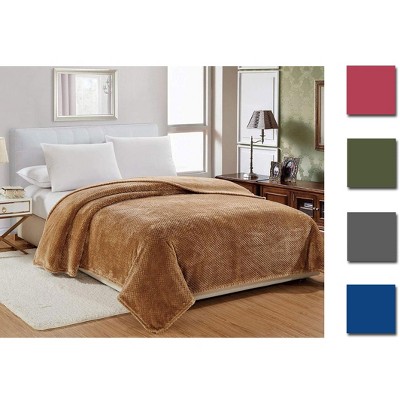 Mocha Queen Size Waffle Textured Microplush Blanket