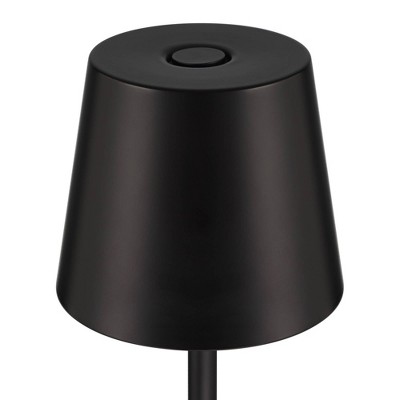 Set of 2 Matte Black Metal Cordless Accent Table Lamps