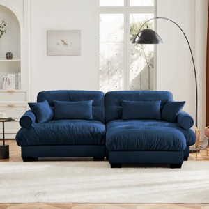 5 Pieces Sofa With Ottoman, 4 Seater Sectional Sofas Large With Waist Pillow And Throw Pillows, Large L Shape Sofa For Living Room-Cuddlewood - 1 of 4