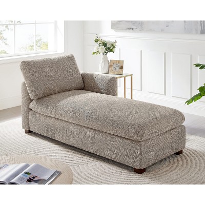 VANOMi 34.65" Boucle Chaise Lounge with Removable Pillow