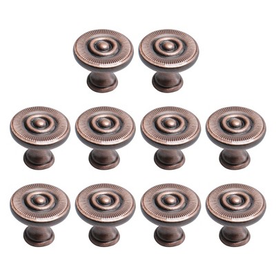 Unique Bargains DIY Furniture Cabinet Zinc Alloy Vintage Round Pull Knob 10 Pcs