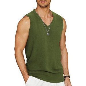 COOFANDY Men's V Neck Summer Beach Tank Top Sleeveless Casual Tank Shirts Hippie Tops - 1 of 4