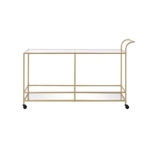 61" Kenda Clear Glass Serving Cart Mirrored/Gold - Acme Furniture - 1 of 3