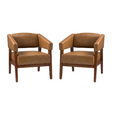 Set of 2 Randolf Vegan Leather Armchair with Special Arms | ARTFUL LIVING DESIGN