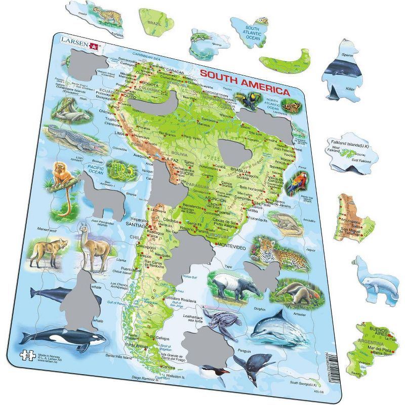 Larsen Puzzles South America Map with Animals Kids Jigsaw Puzzle - 65pc, 3 of 6