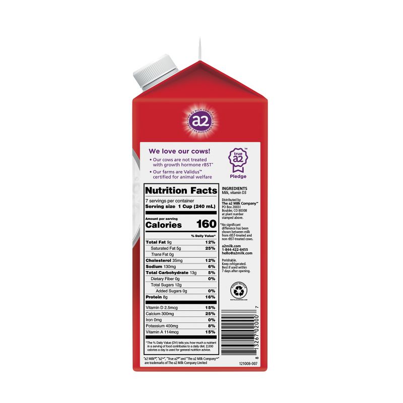 a2 Milk Whole Vitamin D Ultra-Pasteurized - 59 fl oz, 4 of 11
