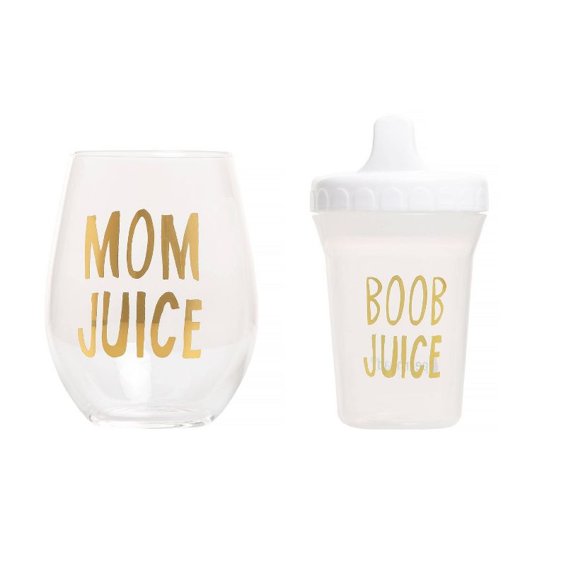 Pearhead Mom Juice Wine Glass and Baby Bottle, 1 of 6
