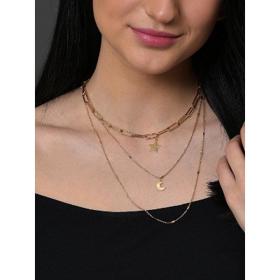 SOHI Women's Gold Everyday Multi-Layer Necklace