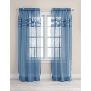 BrylaneHome  Pleated Voile Rod-Pocket Panel Window Curtain