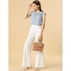 Allegra K Women's Work Business Pleated Round Neck Chiffon Cap Sleeve Casual Blouse - 3 of 4