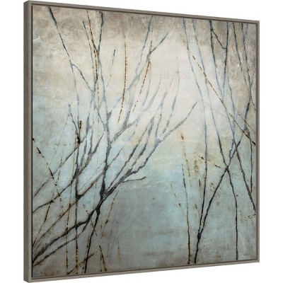 Winter Tree Song Gray and Brown Canvas Print with Frame