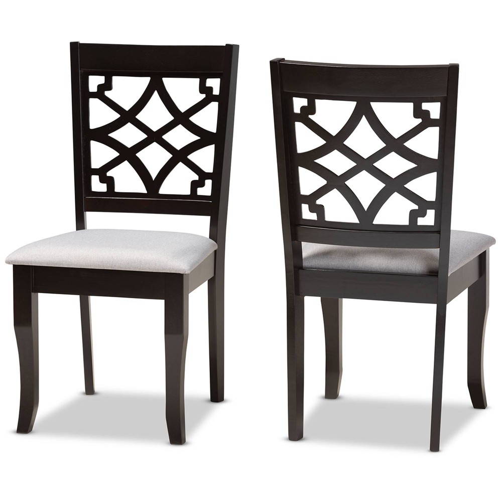 Photos - Chair Set of 2 Mael Dining  Gray/Dark Brown - Baxton Studio: Upholstered, W