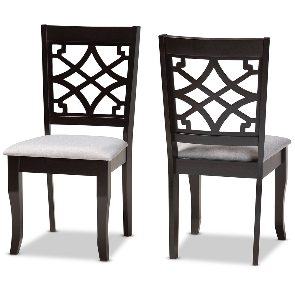 Photos - Dining Table Set of 2 Mael Dining Chair Gray/Dark Brown - Baxton Studio: Upholstered, W