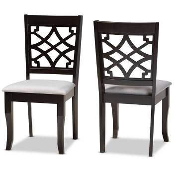 Set of 2 Mael Dining Chair Gray/Dark Brown - Baxton Studio: Upholstered, Wood Frame, Armless, Classic Pattern