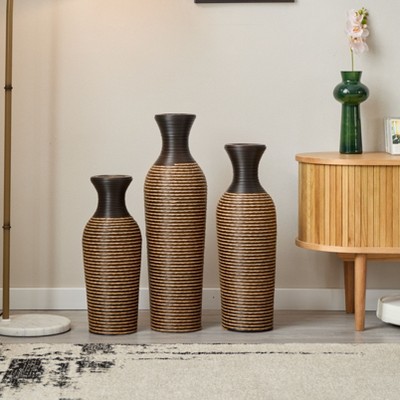 NicBex Vintage Classic Floor Vases Set of 3,  Center Vase High Flower Stand,  Large Standing Vase for Living Room Hallway Corner