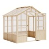 8x8FT Outdoor Wooden Greenhouse with Lockable Door Adjustable Vent Polycarbonate Panels Heavy Duty Garden Yard Greenhouse Light Brown - 2 of 4