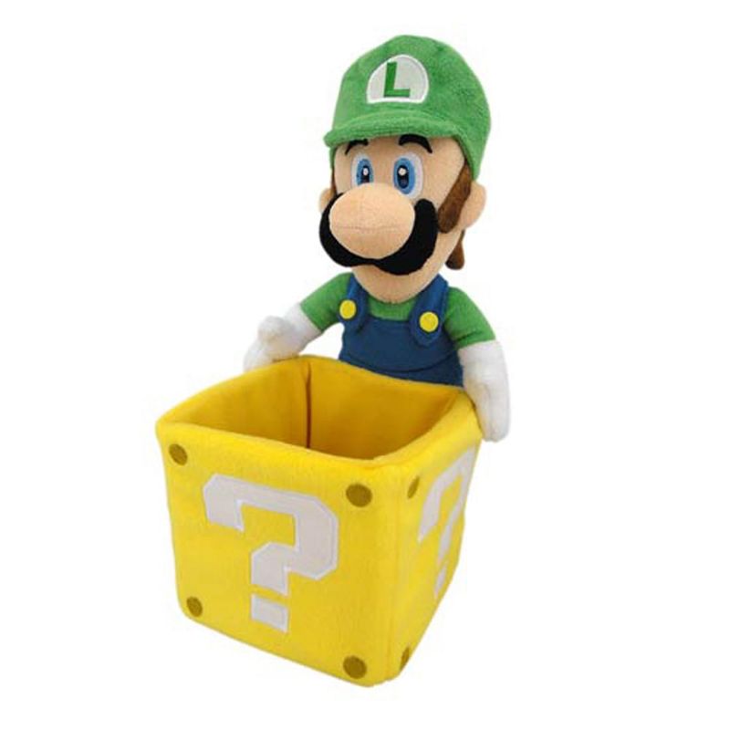 Little Buddy LLC Super Mario Bros. 9" Plush: Luigi with Coin Box, 1 of 2