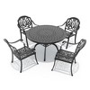 5-Piece Cast Aluminum Outdoor Dining Set: Round Table, Stackable Chairs & Brown Cushions - All-Weather Patio Furniture for Your Backyard - 3 of 4