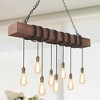LNC Laius 8-Lights 37.5" Farmhouse Linear Kitchen Island Pendant  Lights, Distressed Brown  Wood e Bulb - 2 of 4
