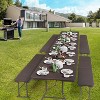 VINGLI 6 Foot Plastic Folding Table Portable Long Table for Indoor Outdoor Use Rectangular with Carrying Handle,Rattan Patterned HDPE Tabletop, Brown - 2 of 4