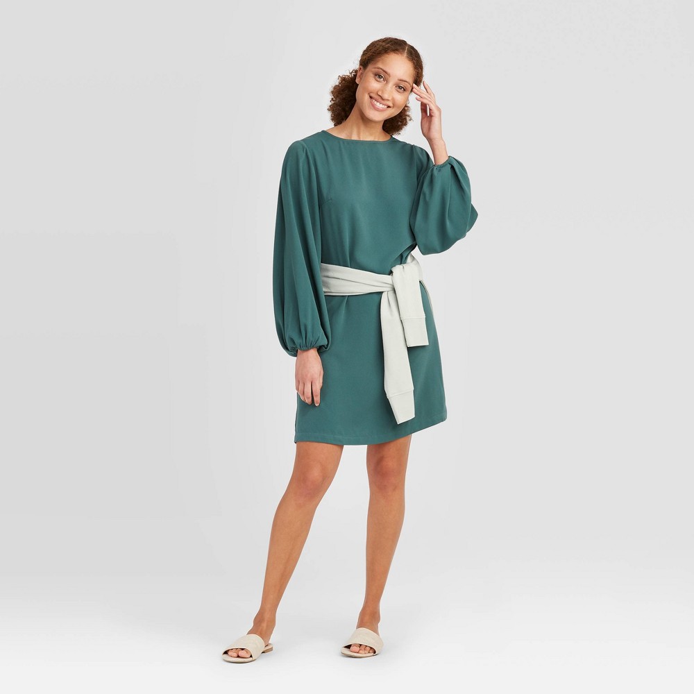 Women's Long Sleeve Dress - A New Day Green M was $27.99 now $19.59 (30.0% off)