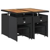 vidaXL Patio Dining Set with Cushions - 9 Piece Black and Cream Poly Rattan Garden Furniture with Acacia Wood Top - 3 of 4