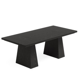 Lirago 63" Office Desk Simple Wood Desk Home Office Computer Desk Meeting Table Fits 6 People Sturdy and Durable Black - 1 of 4