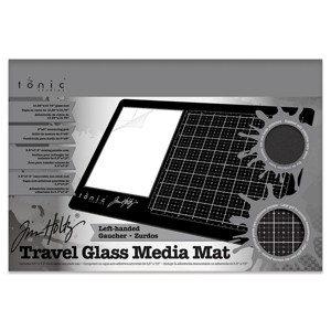 Tim Holtz Travel Glass Cutting Mat - Left Handed Portable Work Surface with 8x8 Measuring Grid and Palette for Mixed Media - Art Supplies with Carry - 1 of 4