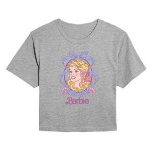 Women's - Barbie - Coquette Floral Bow Cropped Graphic T-Shirt - 1 of 4