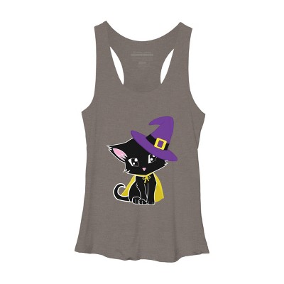 Women's Design By Humans Halloween Cat By AdrianaOliveira Racerback Tank Top
