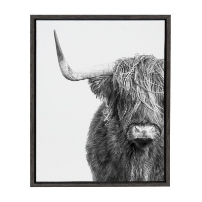 18" x 24" Sylvie Highland Cow Framed Canvas by Amy Peterson Gray - Kate & Laurel All Things Decor