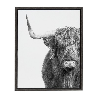 Photo 1 of 18 x 24 Sylvie Highland Cow Framed Canvas by Amy Peterson Gray - Kate  Laurel All Things Decor