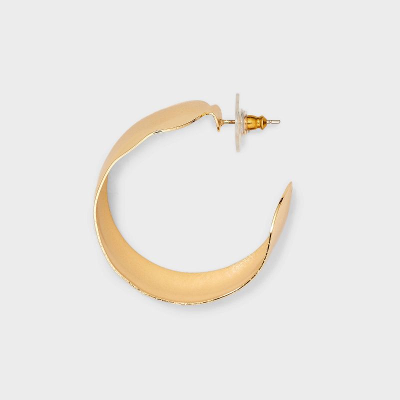 Wide Flat Metal Hoop Earrings - Wild Fable&#8482; Gold, 4 of 9