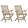 vidaXL Folding Patio Chairs Folding Lawn Chair 2 Pcs Gray Solid Wood Teak - 2 of 4