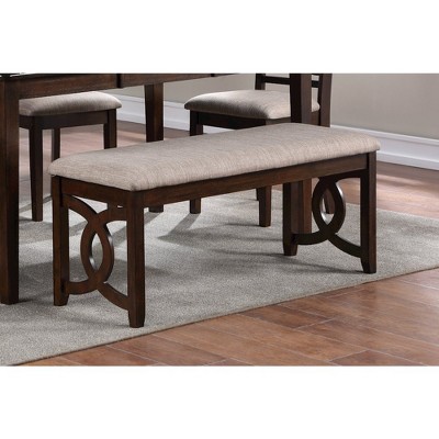 Gia 46" Beige and Brown Upholstered Wood Bench