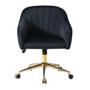 WestinTrends Phoebe Upholstered Velvet Swivel Vanity Office Chair With Wheels - 1 of 4