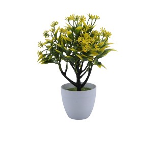 Unique Bargains Artificial Plants Coin Chrysanthemum with Round Pot Plastic 3.15"x3.15"x9.45" 1 Pc - 1 of 4