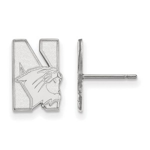 Black Bow Jewelry 14k White Gold Northwestern Wildcats NCAA Post Earrings - 1 of 3
