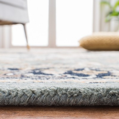 Heritage Grey and Green Hand-Tufted Wool Runner Rug