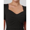 Hobemty Women's Vintage Sweetheart Neck Puff Short Sleeve Midi Pencil Dress - 4 of 4
