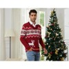 Clearlove Mens Ugly Christmas Sweaters Snowflakes Holiday Reindeer Printed Shawl Collar Knitted Long Sleeve Pullover Jumpers - 3 of 4
