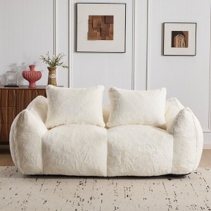 CAVINAS Bean Bag Couch for Adults, 75.2" Oversized Fluffy Faux Fur Loveseat, 2-Seater Couch with Memory Foam Filled for Living Room,Bedroom - 1 of 4