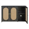 3-Door Sideboard Buffet Cabinet With Artificial Rattan Doors,Sideboard Storage Cabinet And Metal Handles For Entryway Living Room Dining Room - 2 of 4