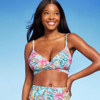 Women's Tropical Print Crossover Triangle Bikini Top - Kona Sol™ Multi 