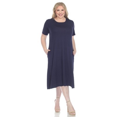 White Mark Plus Size Short Sleeve Midi Dress