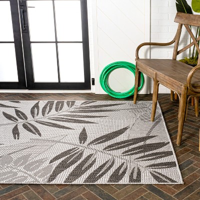 Havana Gray/Black Tropical Palm 4' x 6' Synthetic Area Rug