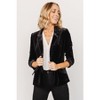 Womens Velvet Suit Blazer 3/4 Sleeve Lapel Neck Open Front Velvet Blazer with Flap Pockets Holiday Outfits Tailored Jacket for Work - 3 of 4