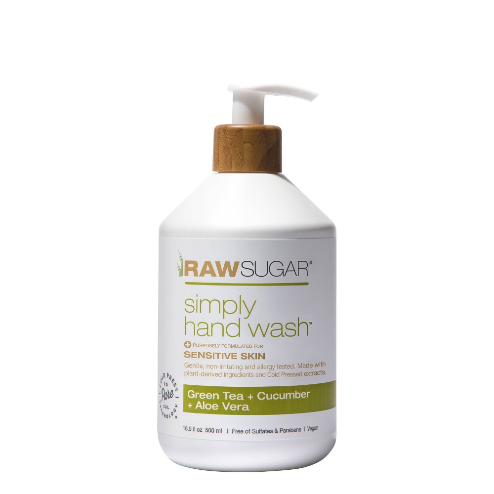Photos - Shower Gel Raw Sugar Simply Hand Wash Sensitive Skin Green Tea + Cucumber + Aloe - 16