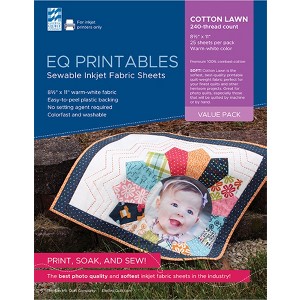 EQ Inkjet Printable Cotton Lawn Fabric Sheets 8.5"X11"-25/Pkg - 1 of 4